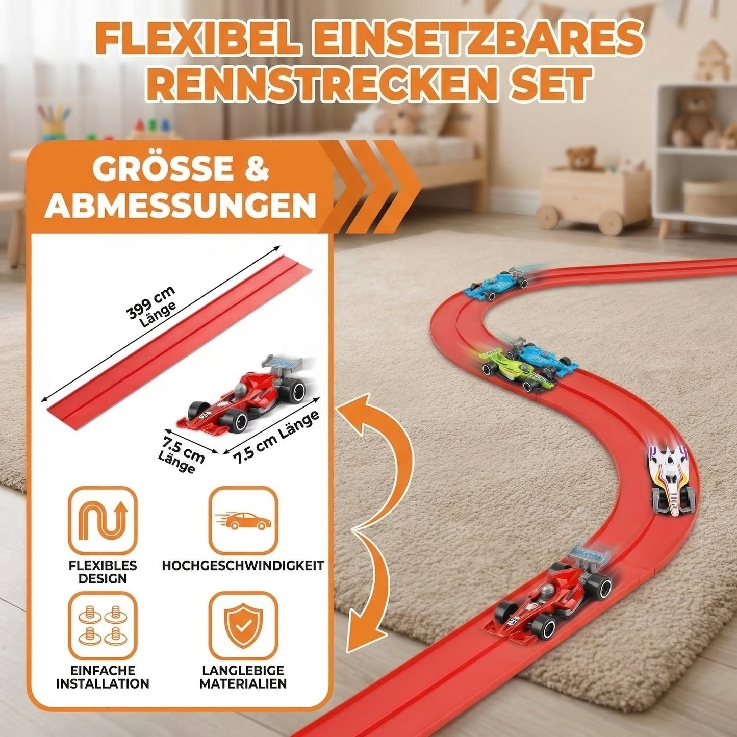 Lunaki | Flexibles Rennstrecken Set mit Autos