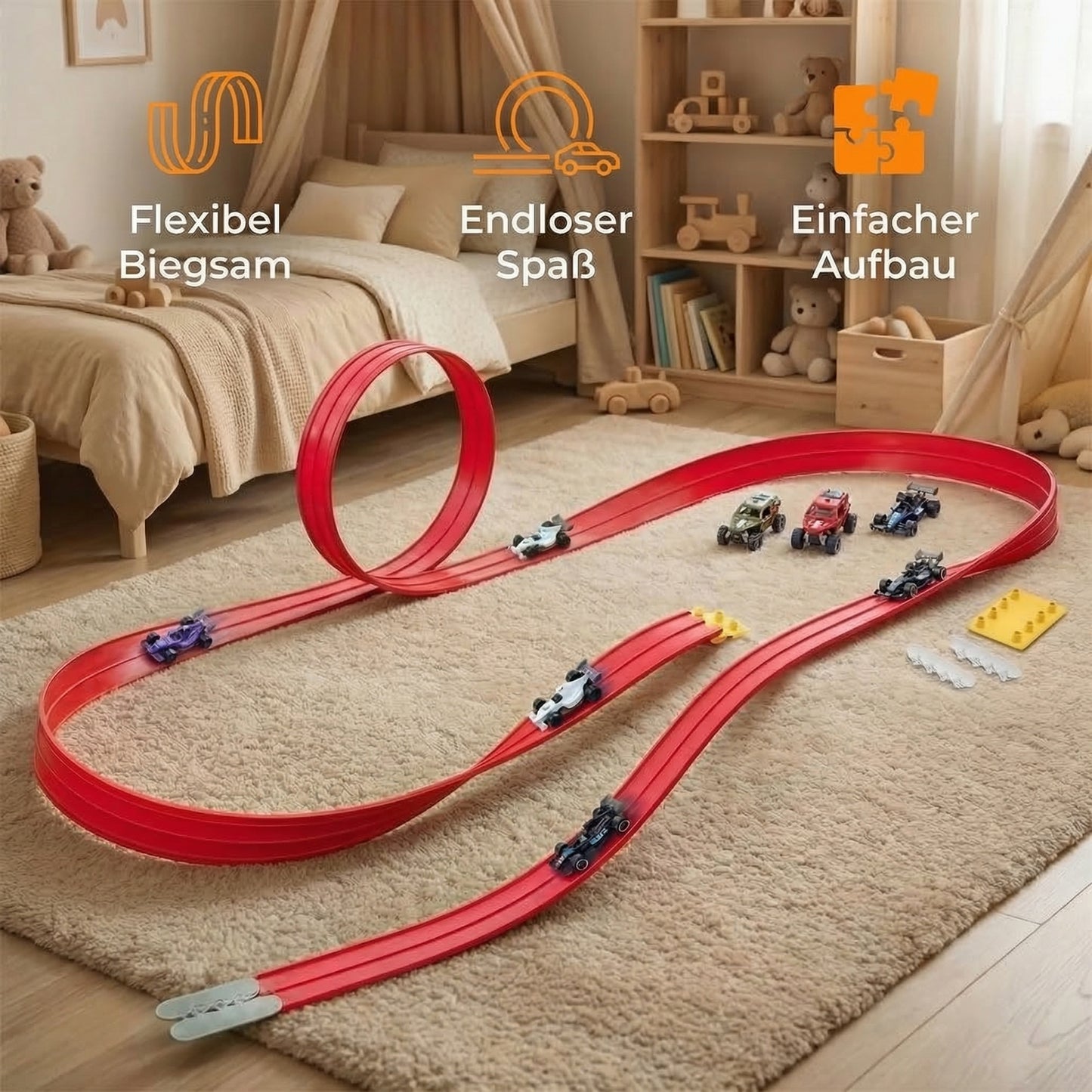 Lunaki | Flexibles Rennstrecken Set mit Autos