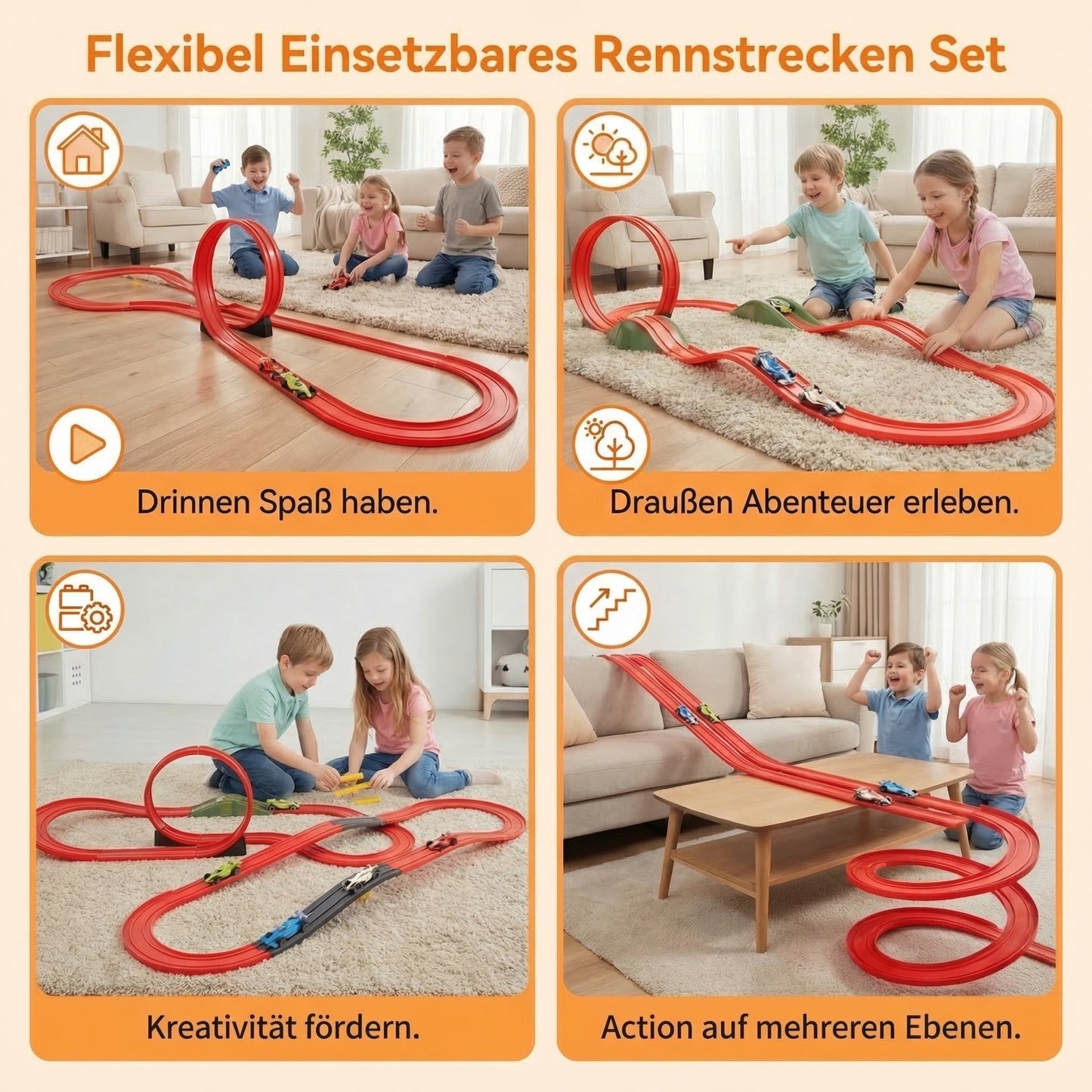 Lunaki | Flexibles Rennstrecken Set mit Autos